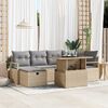 vidaXL Tuin Sofa Set met kussen met opslag 7 pcs Beige Poly riet