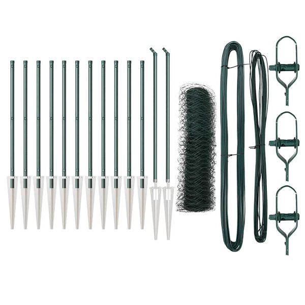 vidaXL Afrasteringspaal Groen 25 x 0,4 m (36 mm gaas) Staal en PVC