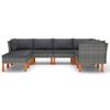 vidaXL 8-delige Loungeset met kussens poly rattan grijs