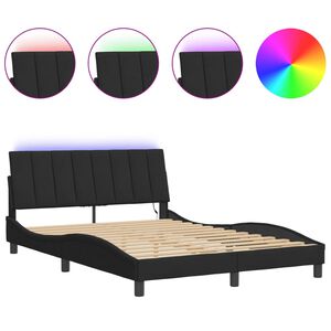 vidaXL Bedframe met LED zonder matras "Hanko" fluweel zwart 140x200 cm