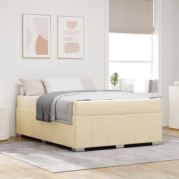 vidaXL Bedframe met matras Cr&egrave;me 140 x 200 cm Stof