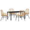 vidaXL Tuin eettafelset 5 pcs Bruin poly rattan