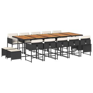 vidaXL 15-delige Tuinset met kussens poly rattan zwart