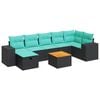 vidaXL 8-delige Loungeset met kussens poly rattan zwart