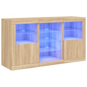 vidaXL Dressoir met LED-verlichting 123x37x67 cm sonoma eikenkleurig