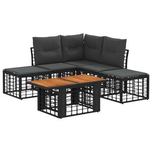 vidaXL Tuinbankenset 6 st Zwart en Donkergrijs 100 x 55 x 73 cm