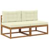 vidaXL Buiten Midden Sofa met kussen 2 Stuk Naturel