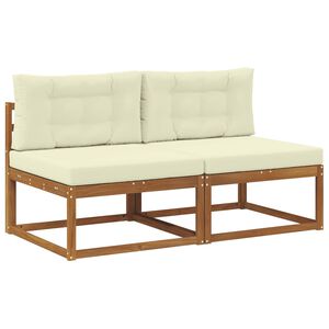 vidaXL Buiten Midden Sofa met kussen 2 Stuk Naturel