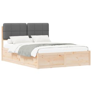 vidaXL Bedframe met Gevoerd Hoofdgedeelte Donkergrijs 140 x 190 cm