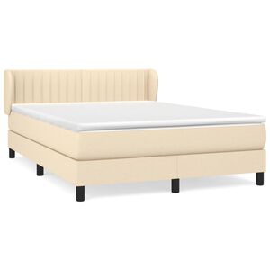 vidaXL Boxspring met matras stof cr&egrave;mekleurig 140x200 cm