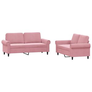 vidaXL 2-delige Loungeset met kussens fluweel roze
