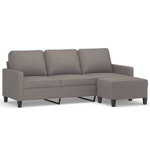vidaXL Driezitsbank met voetenbank 180 cm stof taupe