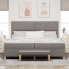 vidaXL Boxspring bed met matras met hoofdeinde Taupe 200 x 200 cm Stof