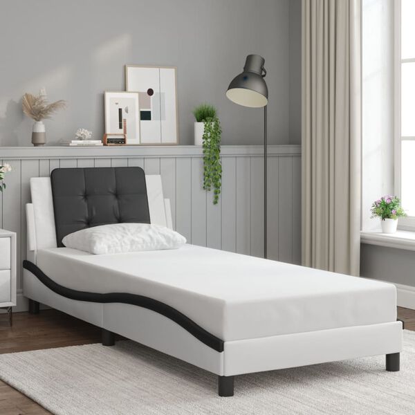vidaXL Bedframe zonder matras "Zadar" kunstleer wit en zwart 90x200 cm