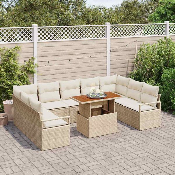 vidaXL Tuin Sofa Set met opslag 10 pcs Beige Poly riet