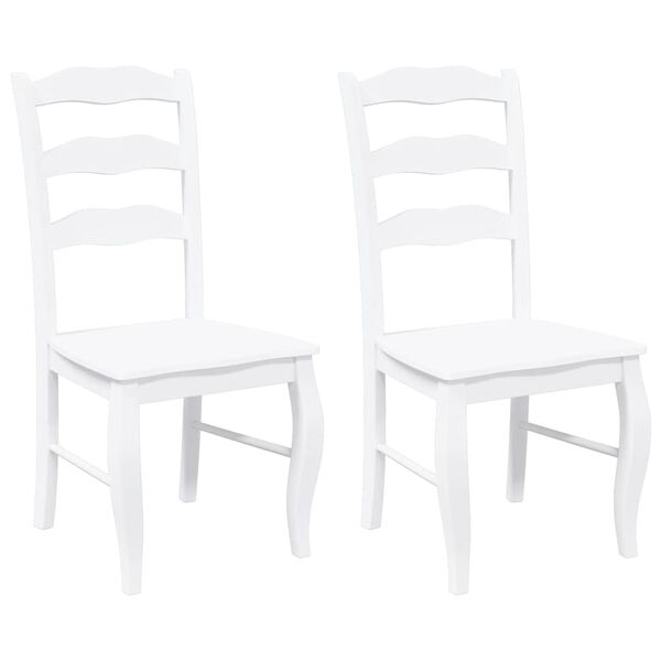 vidaXL Eetkamerstoelen 2 stuks Wit Massief Hout Rubber