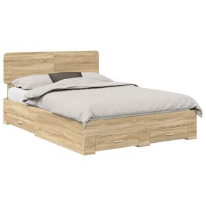vidaXL Bedframe met hoofdeinde Sonoma Eiken 150 x 200 cm Bewerkt hout