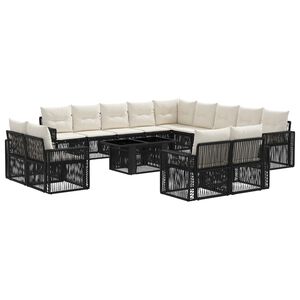 vidaXL Tuinbankenset 14 st Zwart en Cream Wit 100 x 55 x 73 cm