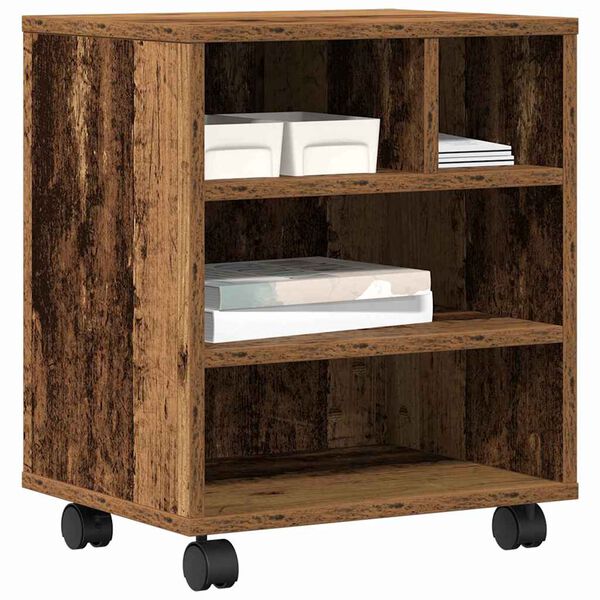 vidaXL Printerstand met opslag Oud hout 41 x 32 x 48 cm Bewerkt hout