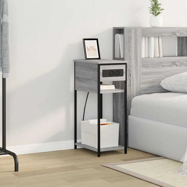 vidaXL Nachtkastje Grijs Sonoma 41 x 28 x 76 cm Bewerkt hout