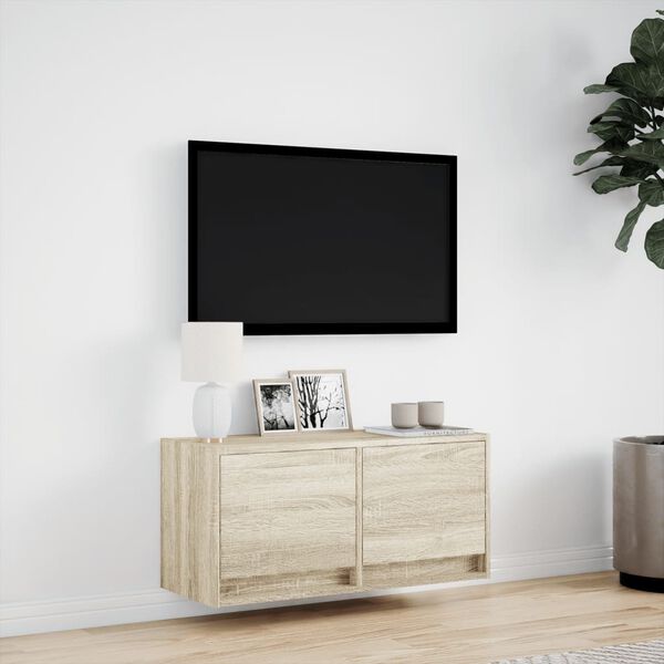 vidaXL Tv-wandmeubel met LED-verlichting 80x31x35 cm sonoma eikenkleur