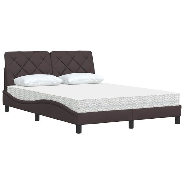 vidaXL Bed met matras stof donkerbruin 140x190 cm