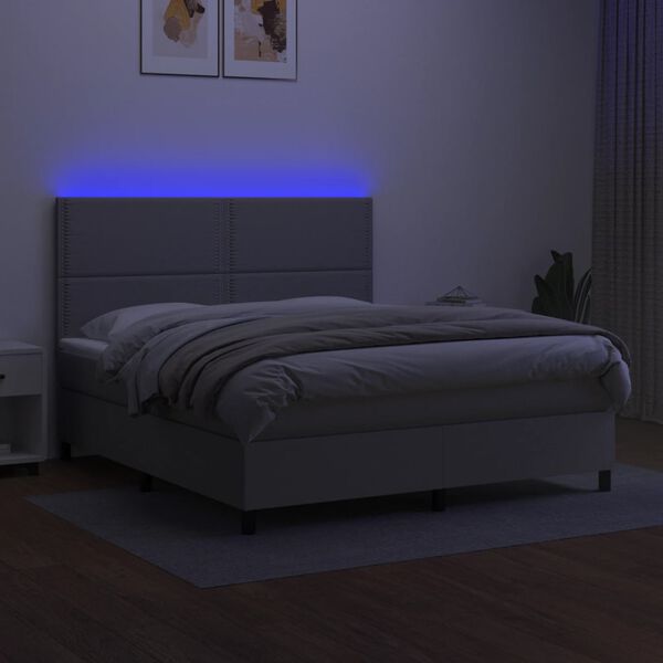vidaXL Boxspring met matras en LED stof lichtgrijs 160x200 cm