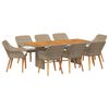 vidaXL Tuin Eetset met kussen 9 pcs Beige en bruin poly rattan