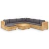 vidaXL 9-delige Loungeset met kussens massief teakhout