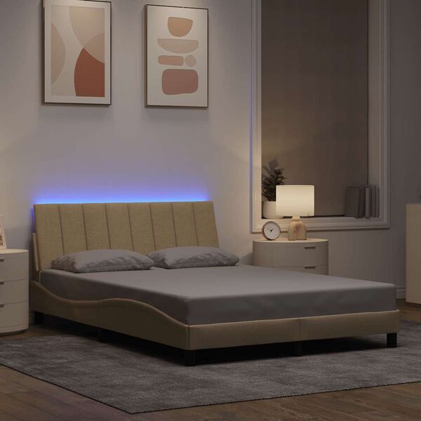 vidaXL Bedframe zonder matras "Hanko" 120x200 cm stof cr&egrave;mekleurig