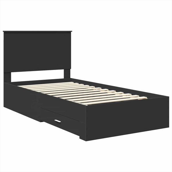 vidaXL Bedframe met lade Zwart en Zilver 90 x 200 cm Bewerkt hout