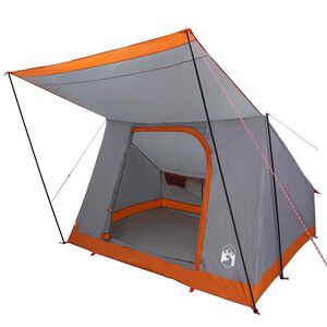vidaXL Camping Tent met dak Grijs en Oranje 282 x 225 x 154 cm taft
