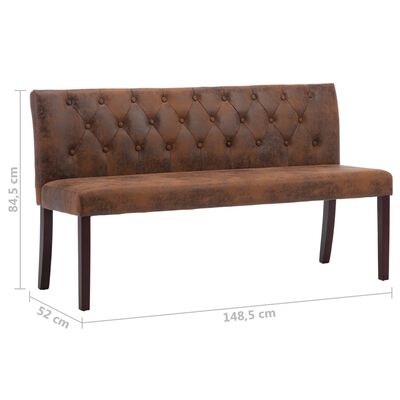 vidaXL Bank met rugleuning, bruin, 120 x 62 x 75,5 cm, suède kunstleer vidaXL Bank met rugleuning, bruin, 120 x 62 x 75,5 cm, suède kunstleer