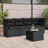 vidaXL 5-delige Loungeset met kussens poly rattan zwart