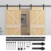 vidaXL Schuifdeur 2 pcs Naturel en Zwart Massief grenenhout
