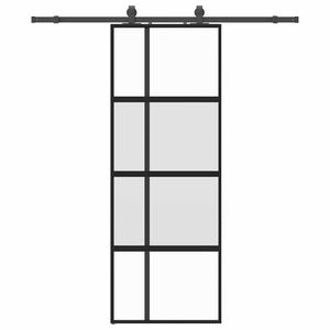 vidaXL Schuifdeur met beslagset 76x205 cm gehard glas zwart