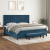 vidaXL Boxspring met matras fluweel donkerblauw 200x200 cm