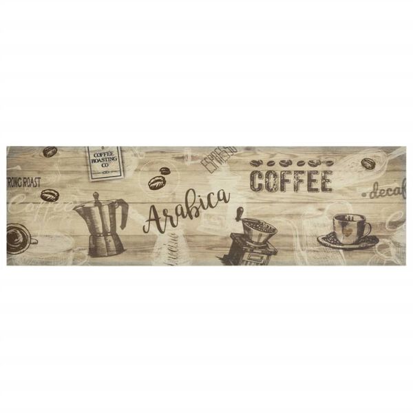 vidaXL Keukenmat wasbaar koffieprint 45x150 cm fluweel bruin