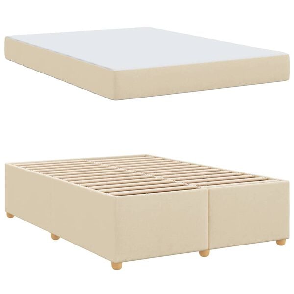 vidaXL Bedframe met matras Cr&egrave;me 140 x 200 cm Stof