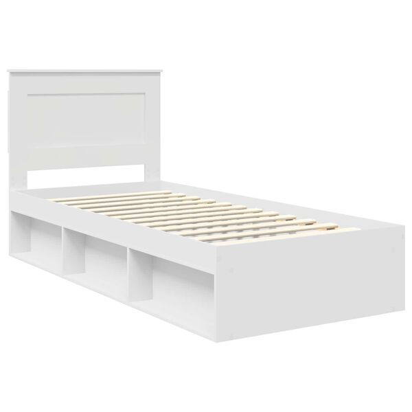 vidaXL Bedframe met hoofdeinde Wit 90 x 190 cm Massief grenenhout
