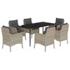 vidaXL 7-delige Tuinset met kussens poly rattan grijs