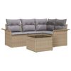 vidaXL Tuin Sofa Set met kussen 5 pcs Beige poly rattan