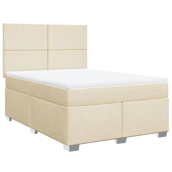 vidaXL Boxspring met matras stof cr&egrave;mekleurig 140x200 cm
