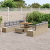 vidaXL Tuinbankenset met kussen met opslag 11 pcs Beige Poly riet