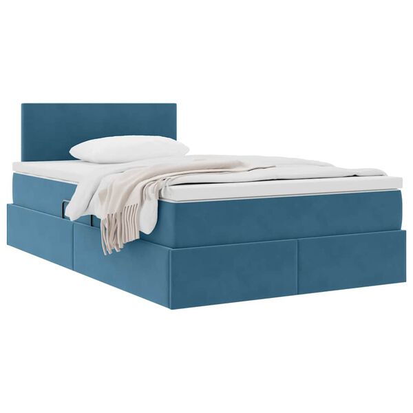 vidaXL Opslag bed met matras met hoofdeinde Blauw 120 x 190 cm Fluweel