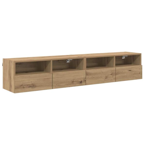 vidaXL TV Wandkasten 2 pcs Artisan Eiken 80 x 30 x 30 cm Bewerkt hout