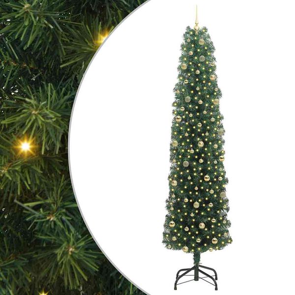 vidaXL Kunstkerstboom Groen 240 cm PVC en Staal en Kunststof