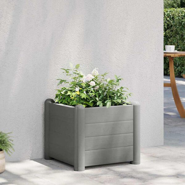 vidaXL Plantenbak verhoogd 43x43x35 cm PP steengrijs