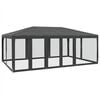 vidaXL Partytent met 10 mesh zijwanden 6x4 m HDPE antracietkleurig