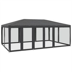 vidaXL Partytent met 10 mesh zijwanden 6x4 m HDPE antracietkleurig